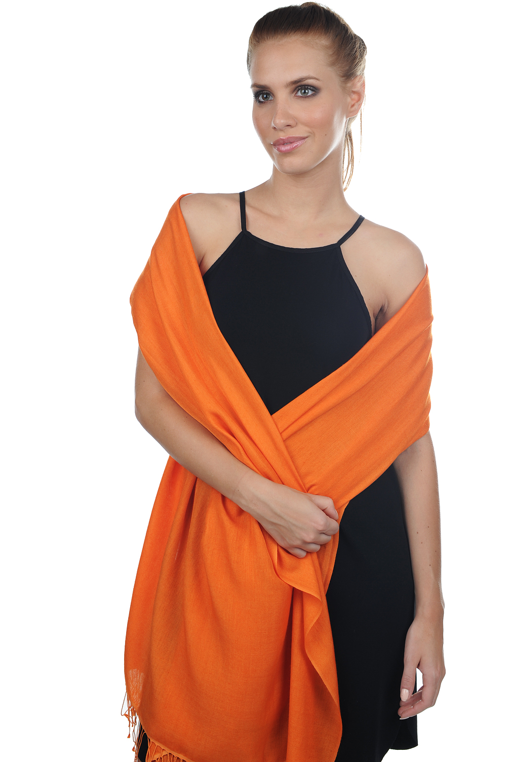 Cashmere & Zijde accessoires platine oranje 204 cm x 92 cm